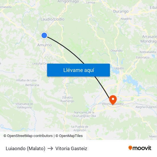 Luiaondo (Malato) to Vitoria Gasteiz map