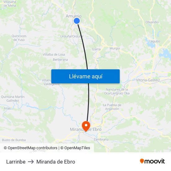 Larrinbe to Miranda de Ebro map