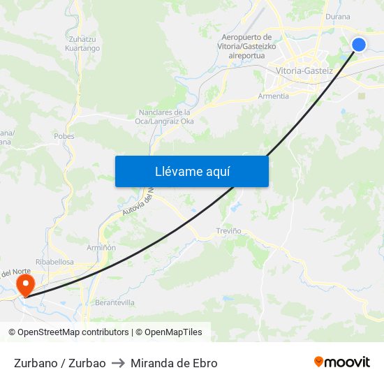 Zurbano / Zurbao to Miranda de Ebro map