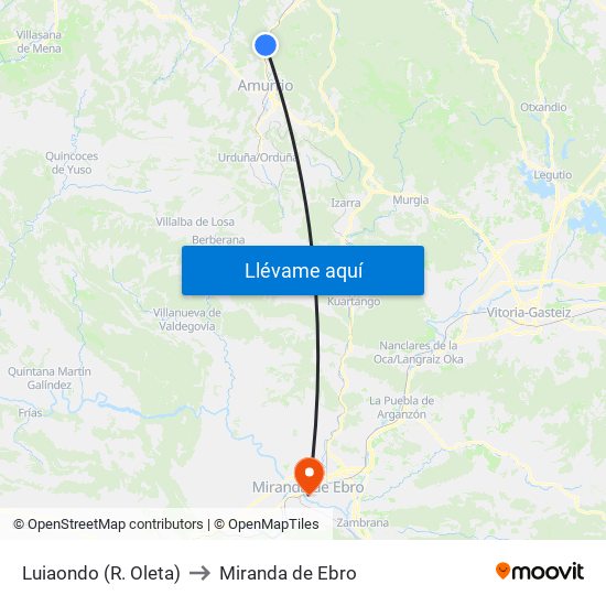 Luiaondo (R. Oleta) to Miranda de Ebro map