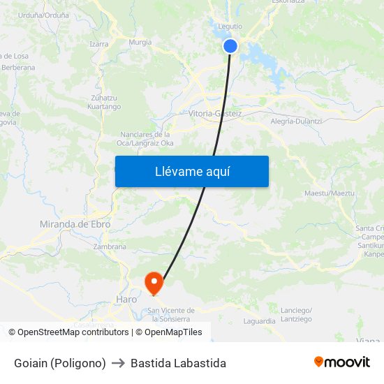Goiain (Poligono) to Bastida Labastida map