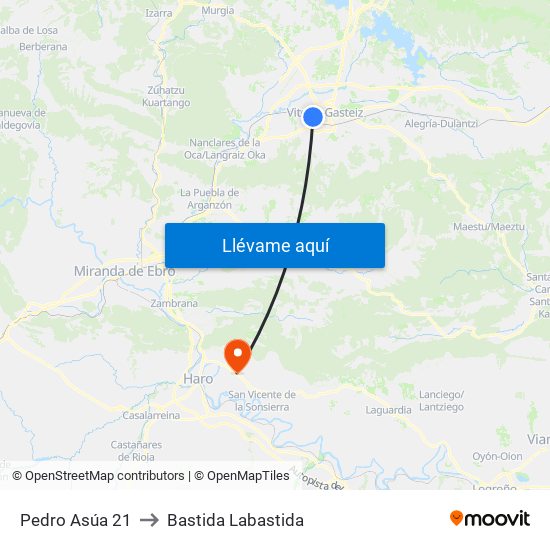 Pedro Asúa 21 to Bastida Labastida map
