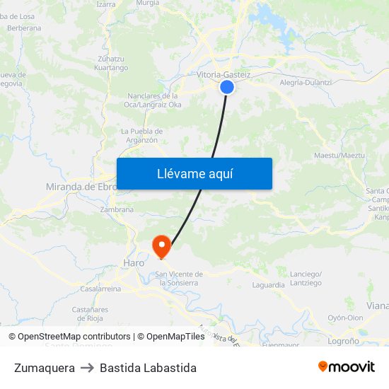 Zumaquera to Bastida Labastida map