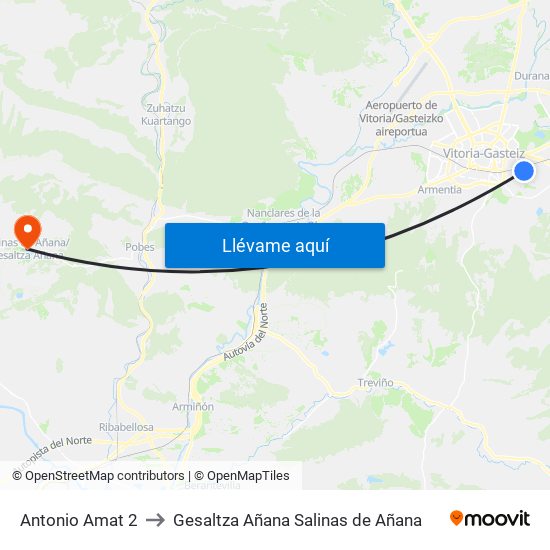 Antonio Amat 2 to Gesaltza Añana Salinas de Añana map