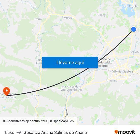 Luko to Gesaltza Añana Salinas de Añana map