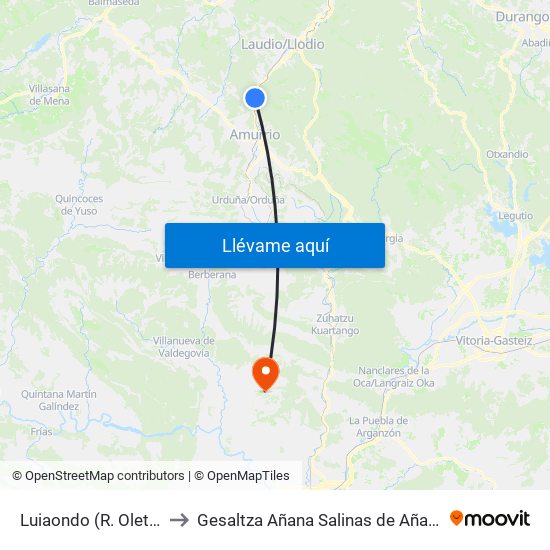 Luiaondo (R. Oleta) to Gesaltza Añana Salinas de Añana map