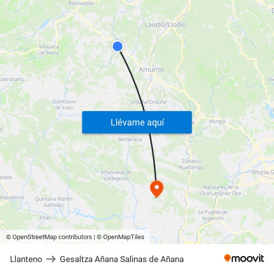 Llanteno to Gesaltza Añana Salinas de Añana map