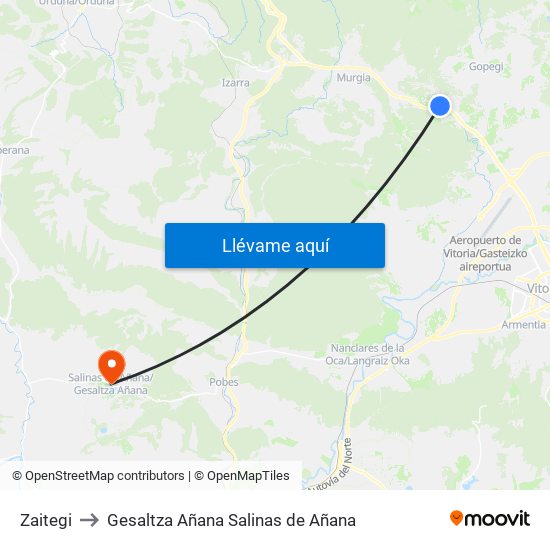 Zaitegi to Gesaltza Añana Salinas de Añana map