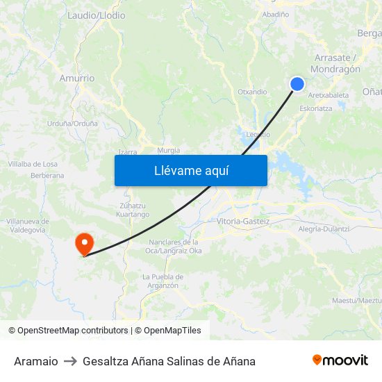 Aramaio to Gesaltza Añana Salinas de Añana map