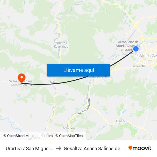 Urartea / San Miguel Atxa to Gesaltza Añana Salinas de Añana map