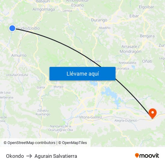 Okondo to Agurain Salvatierra map