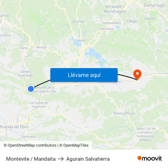 Montevite / Mandaita to Agurain Salvatierra map