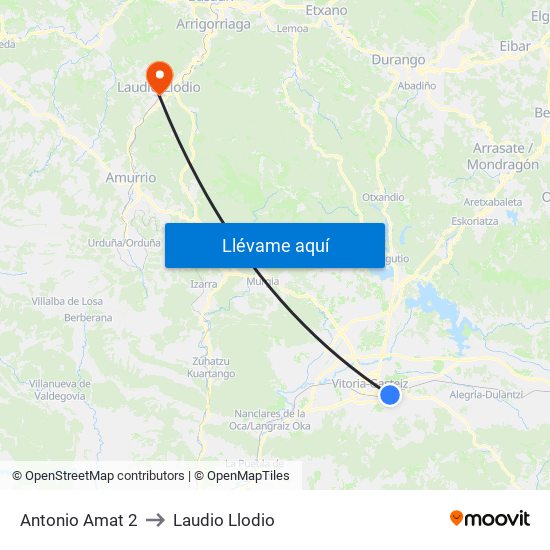 Antonio Amat 2 to Laudio Llodio map