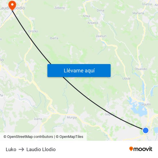 Luko to Laudio Llodio map