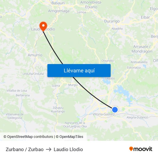 Zurbano / Zurbao to Laudio Llodio map