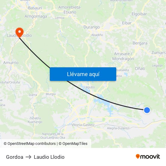 Gordoa to Laudio Llodio map