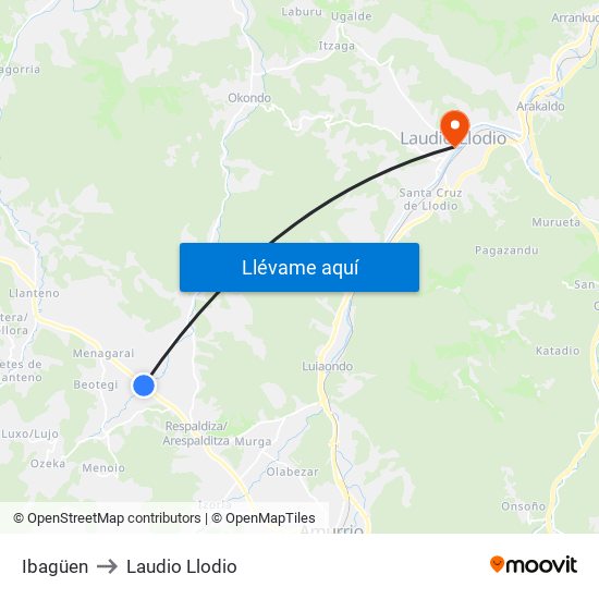 Ibagüen to Laudio Llodio map