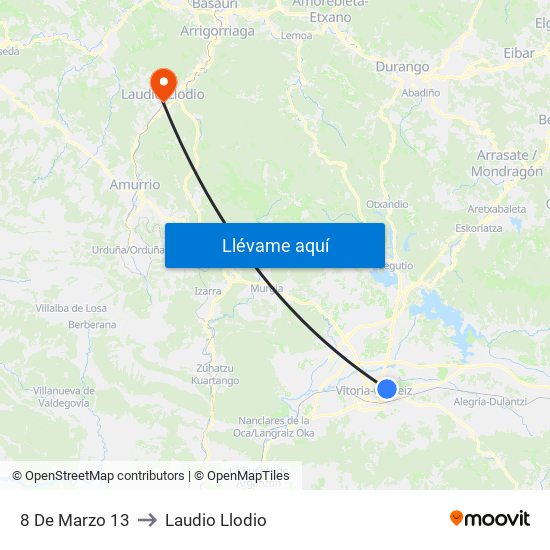 8 De Marzo 13 to Laudio Llodio map