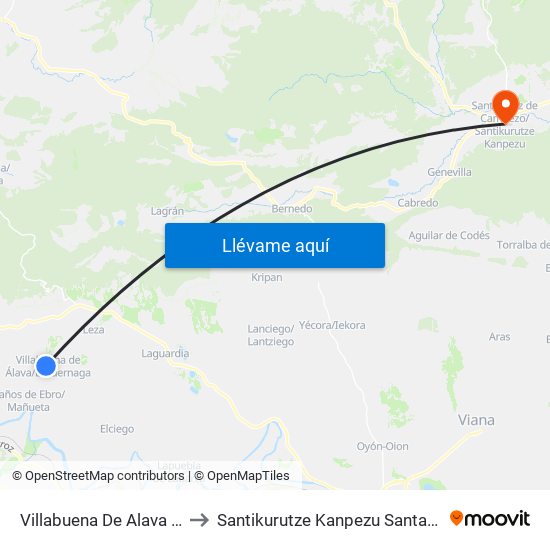 Villabuena De Alava / Eskuernaga to Santikurutze Kanpezu Santa Cruz de Campezo map