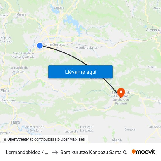 Lermandabidea / Zuazobidea to Santikurutze Kanpezu Santa Cruz de Campezo map