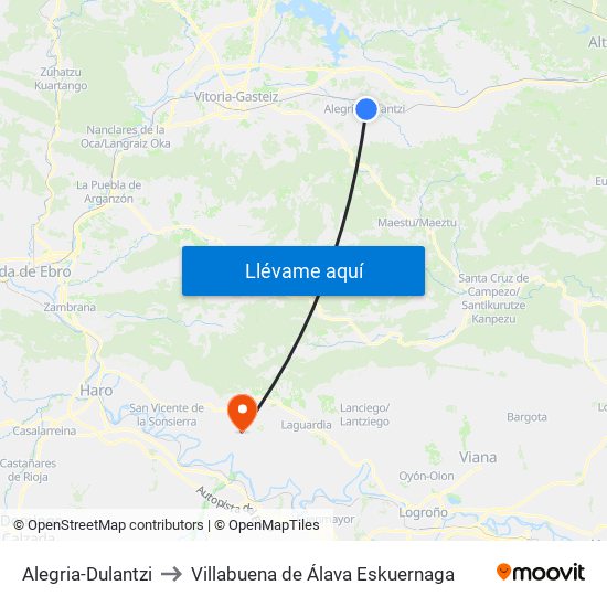 Alegria-Dulantzi to Villabuena de Álava Eskuernaga map