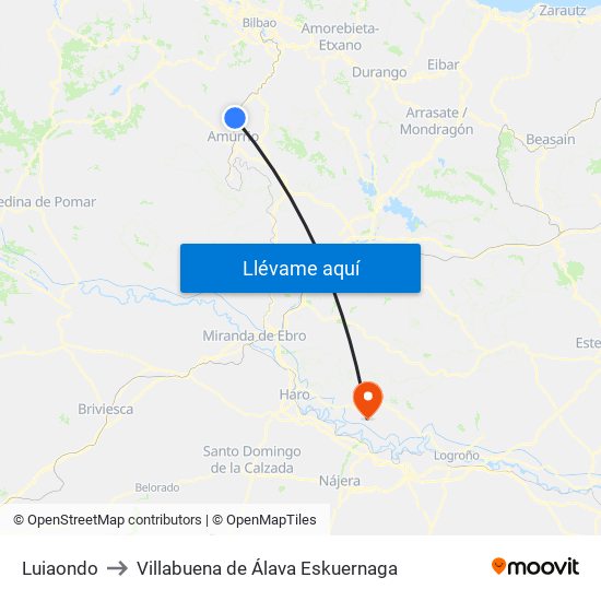Luiaondo to Villabuena de Álava Eskuernaga map
