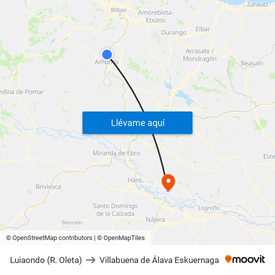 Luiaondo (R. Oleta) to Villabuena de Álava Eskuernaga map