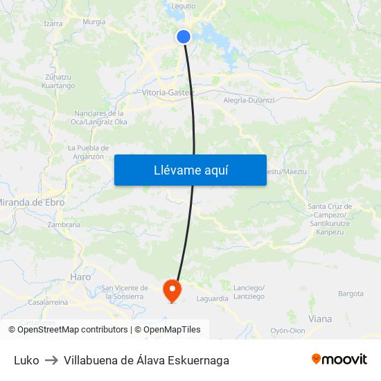 Luko to Villabuena de Álava Eskuernaga map