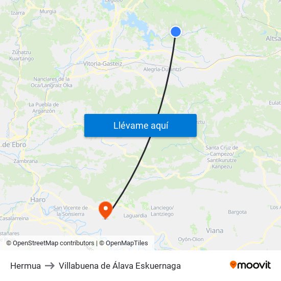 Hermua to Villabuena de Álava Eskuernaga map