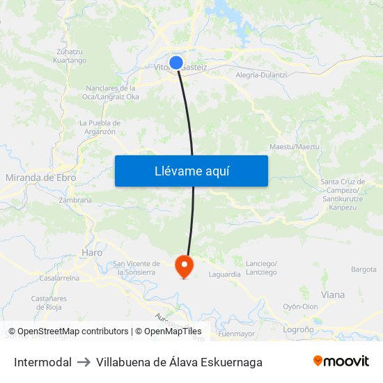 Intermodal to Villabuena de Álava Eskuernaga map
