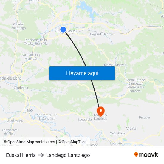 Euskal Herria to Lanciego Lantziego map