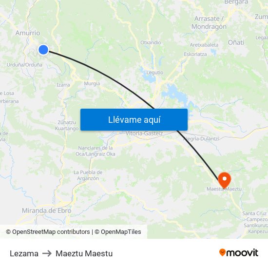 Lezama to Maeztu Maestu map