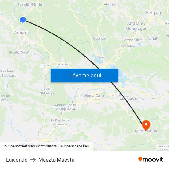 Luiaondo to Maeztu Maestu map