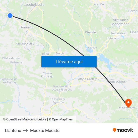 Llanteno to Maeztu Maestu map