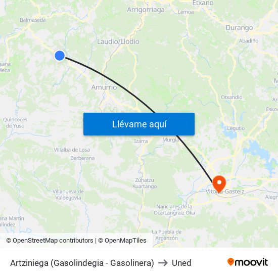 Artziniega (Gasolindegia - Gasolinera) to Uned map