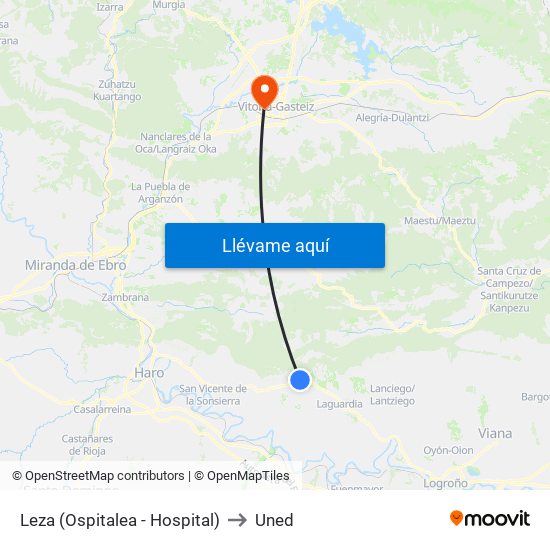 Leza (Ospitalea - Hospital) to Uned map