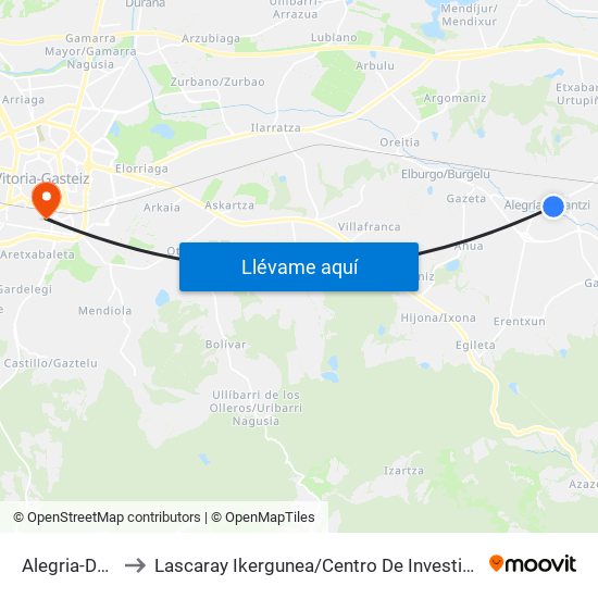 Alegria-Dulantzi to Lascaray Ikergunea / Centro De Investigación Lascaray map