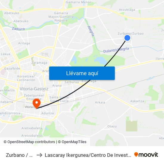Zurbano / Zurbao to Lascaray Ikergunea / Centro De Investigación Lascaray map