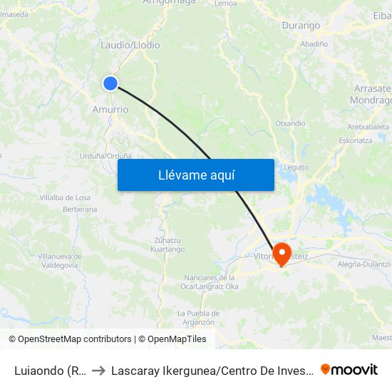 Luiaondo (R. Oleta) to Lascaray Ikergunea / Centro De Investigación Lascaray map