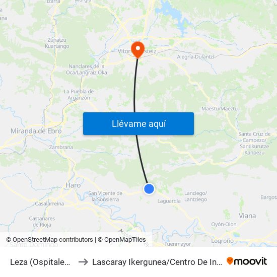 Leza (Ospitalea - Hospital) to Lascaray Ikergunea / Centro De Investigación Lascaray map