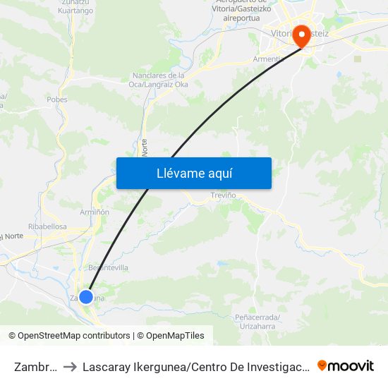 Zambrana to Lascaray Ikergunea / Centro De Investigación Lascaray map