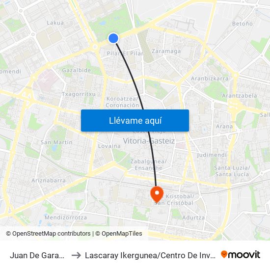 Juan De Garay / Arriaga to Lascaray Ikergunea / Centro De Investigación Lascaray map