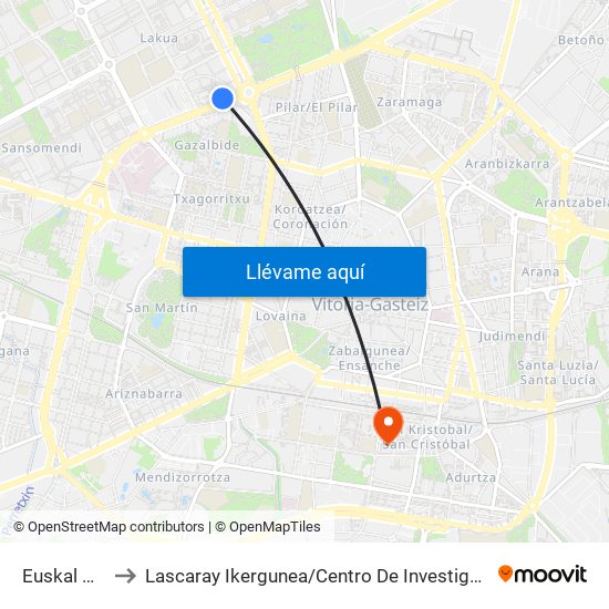 Euskal Herria to Lascaray Ikergunea / Centro De Investigación Lascaray map