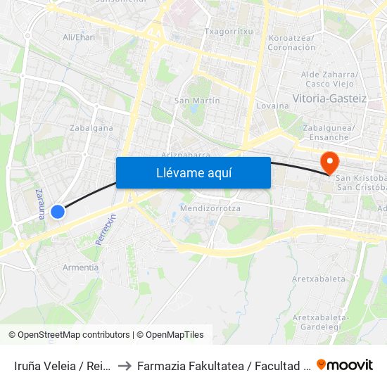 Iruña Veleia / Reina Sofía to Farmazia Fakultatea / Facultad De Farmacia map