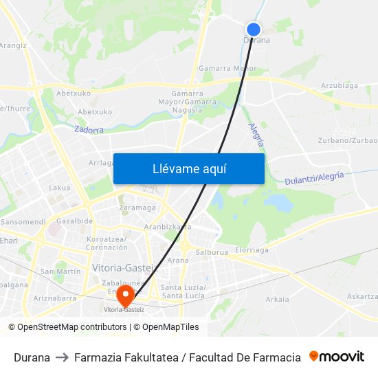 Durana to Farmazia Fakultatea / Facultad De Farmacia map