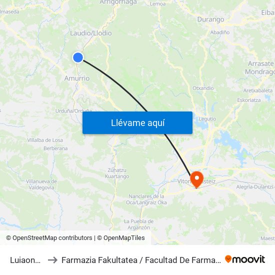 Luiaondo to Farmazia Fakultatea / Facultad De Farmacia map