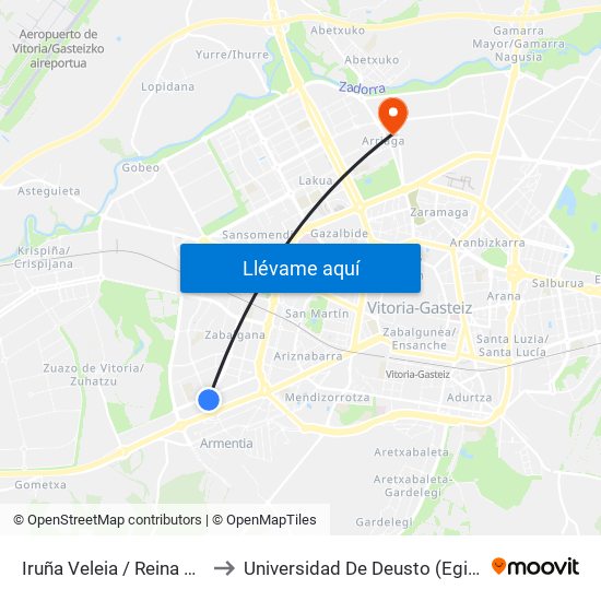 Iruña Veleia / Reina Sofía to Universidad De Deusto (Egibide) map
