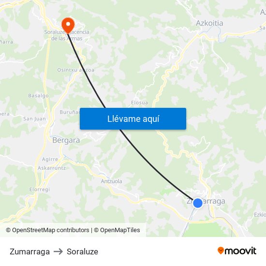 Zumarraga to Soraluze map