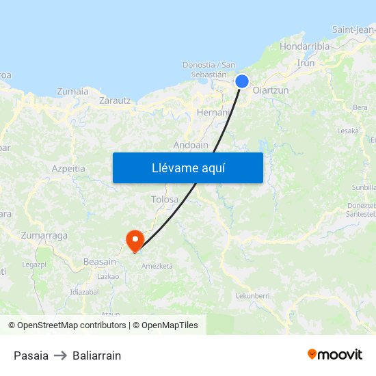 Pasaia to Baliarrain map