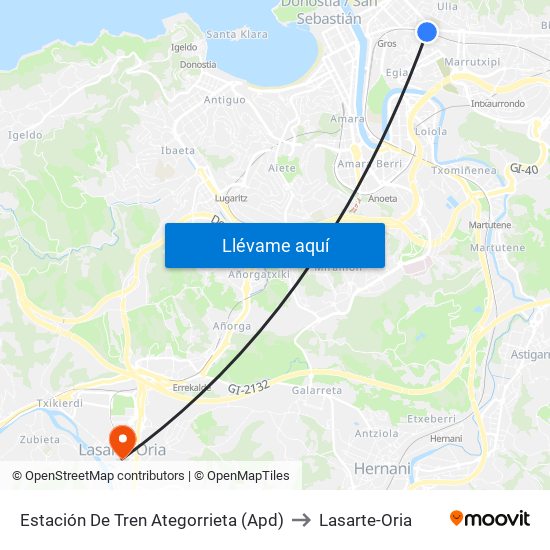 Estación De Tren Ategorrieta (Apd) to Lasarte-Oria map